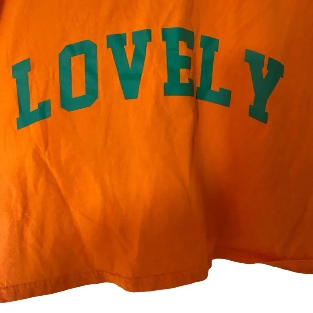 Lovely size teen 14y crop top short sleeve orange green